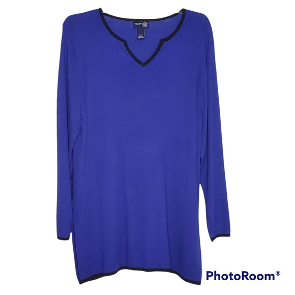 Venezia Jeans Circa Early 2000 Lane Bryant Royal Blue Tunic Sweater 22/24 - Picture 1 of 4